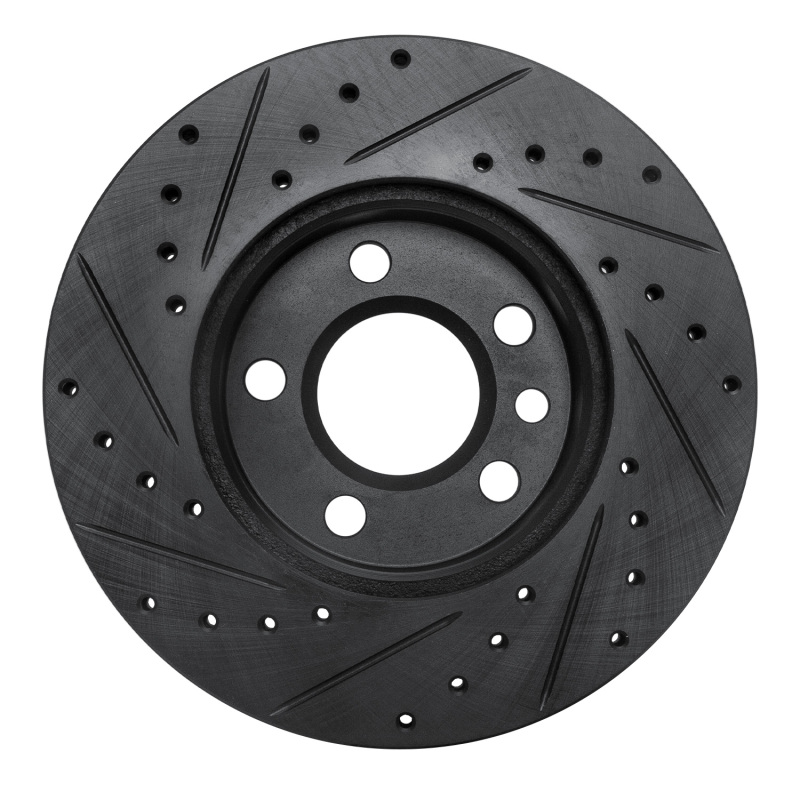 Volkswagen EuroVan Brake Rotor (1) - Front Right - R1 Concepts - Drilled & Slotted - Black - `96-`00